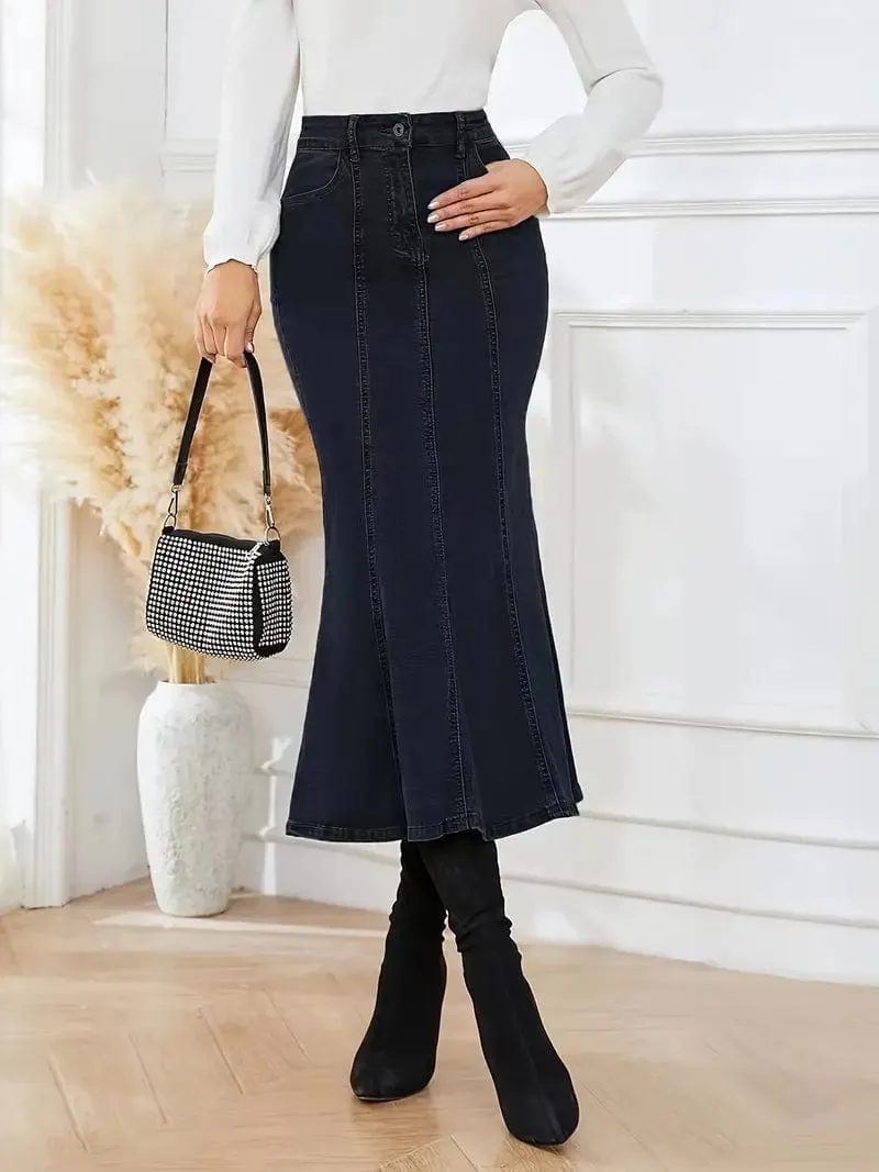 Bodycon Denim Midi Skirt