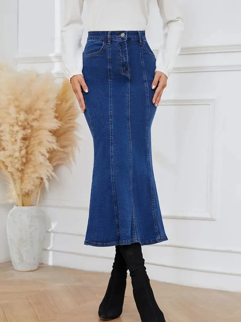 Bodycon Denim Midi Skirt