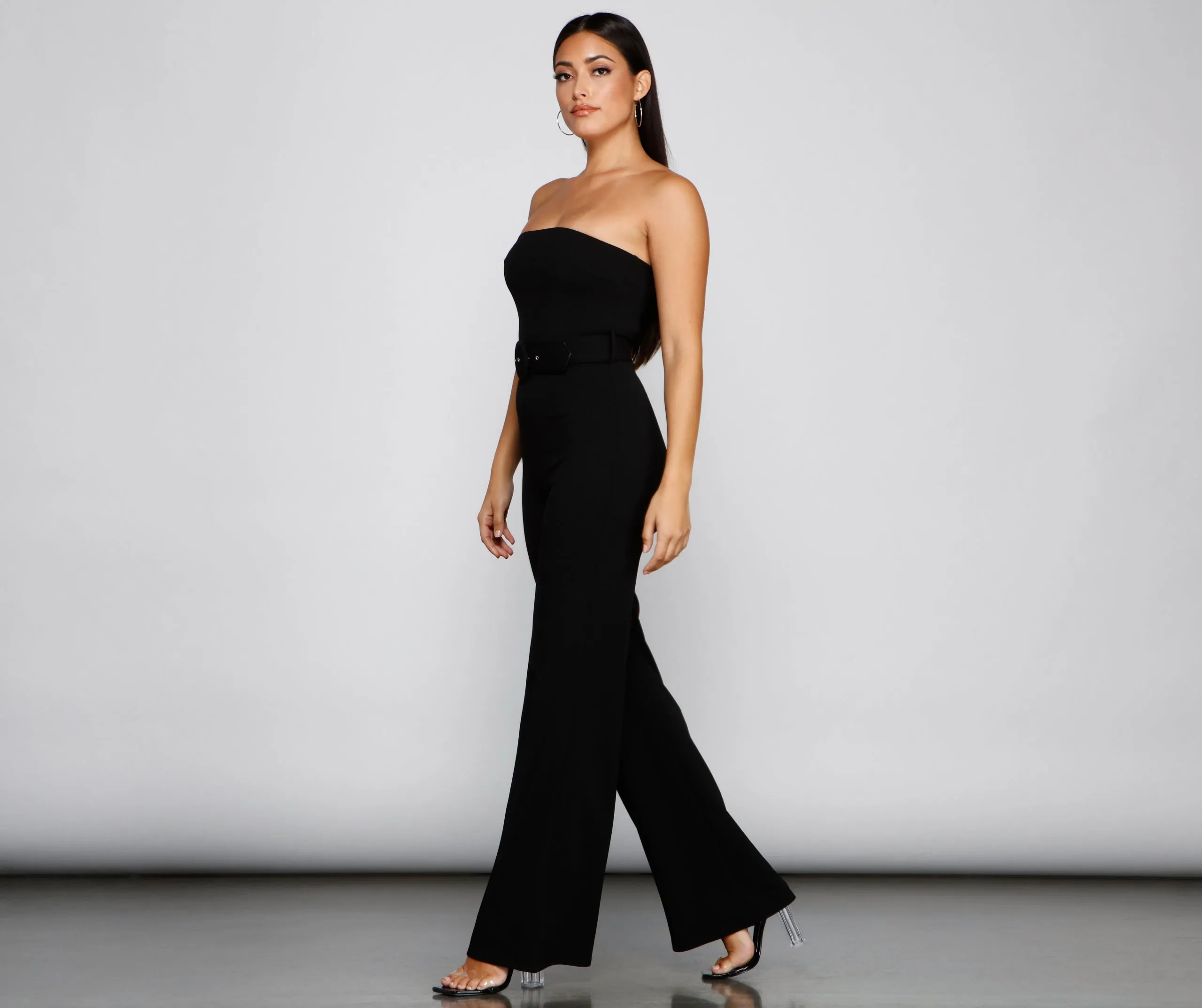 Bold And Belted Sleeveless Jumpsuit