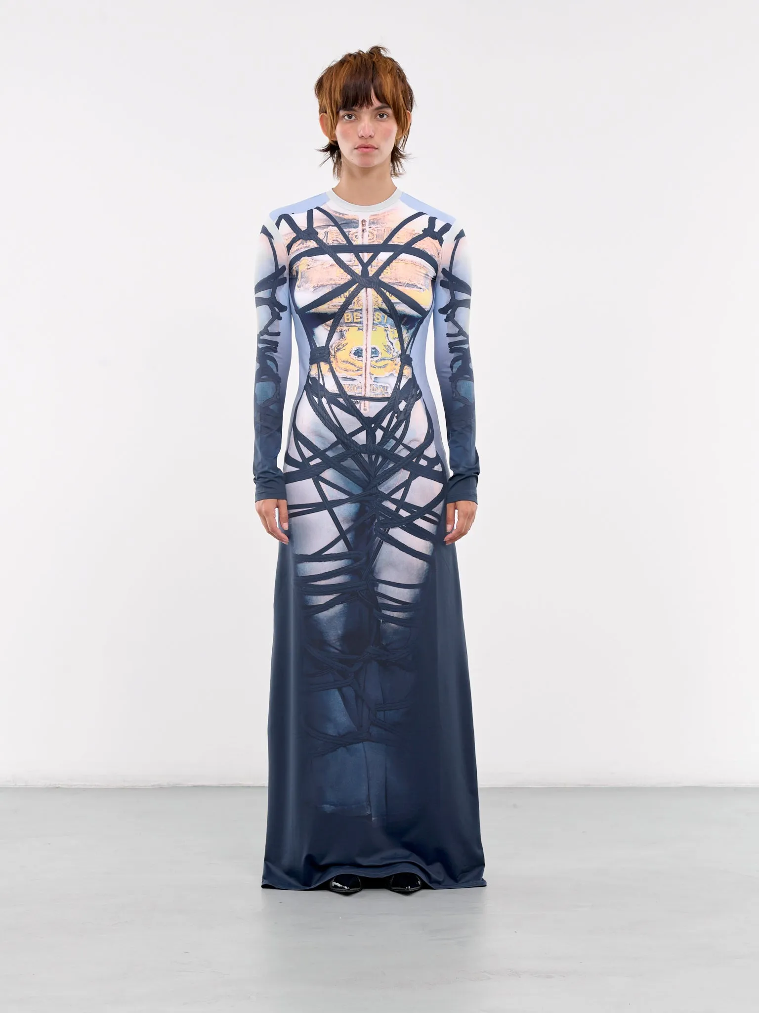 Bondage Print Dress (104DR006-J104-BLUE-BLACK)