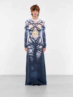 Bondage Print Dress (104DR006-J104-BLUE-BLACK)