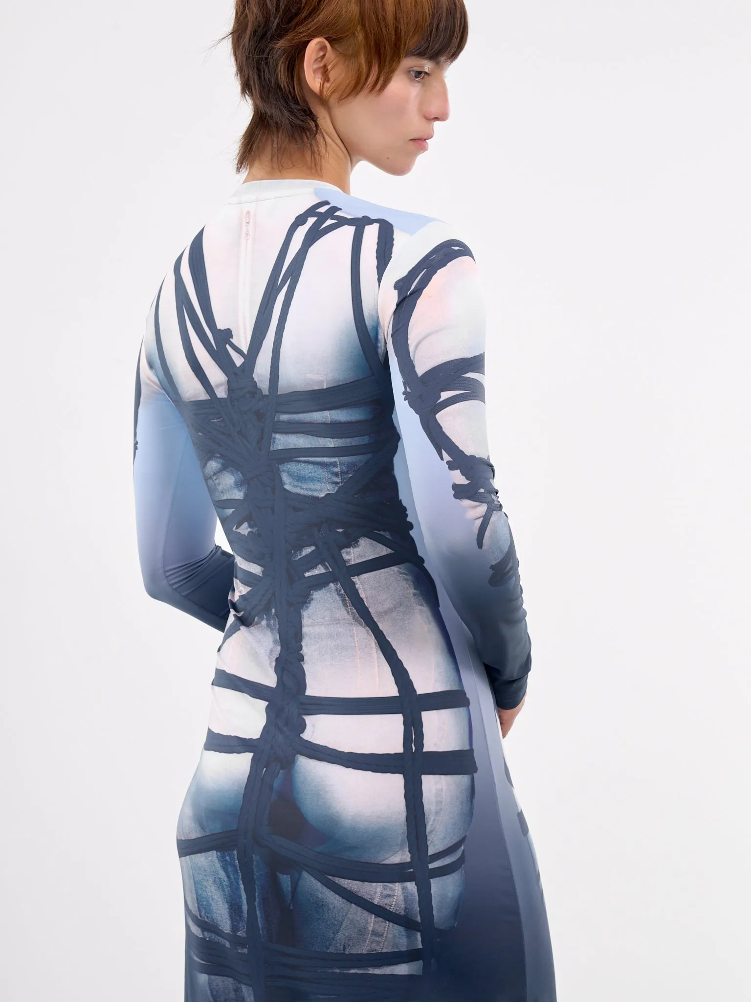 Bondage Print Dress (104DR006-J104-BLUE-BLACK)