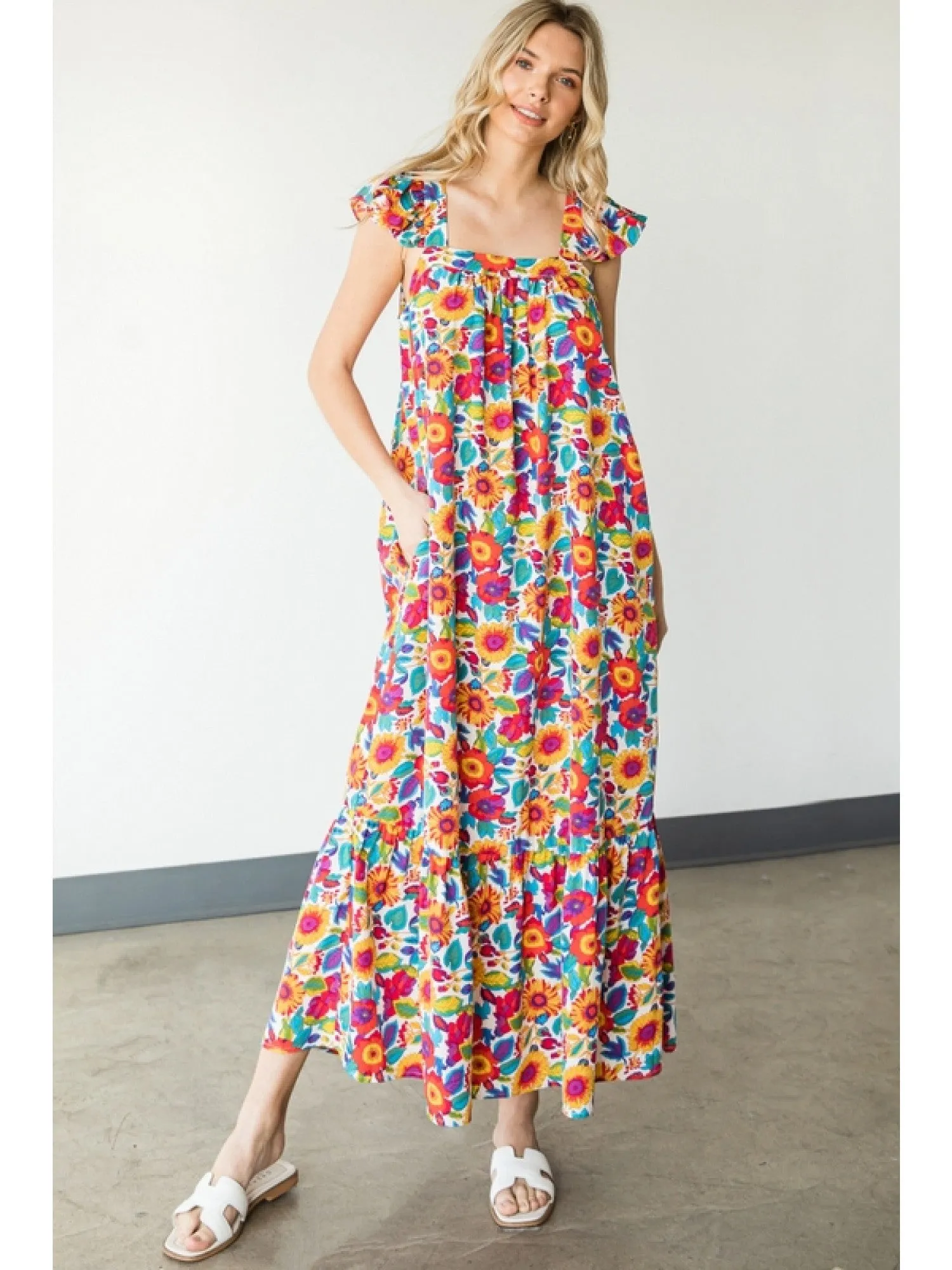 Bright & Fun Floral Maxi Dress