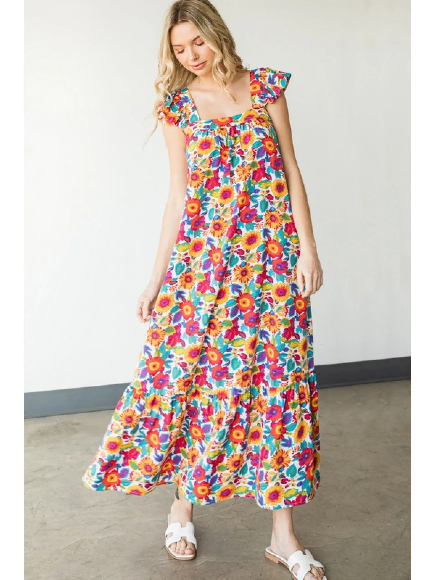 Bright & Fun Floral Maxi Dress