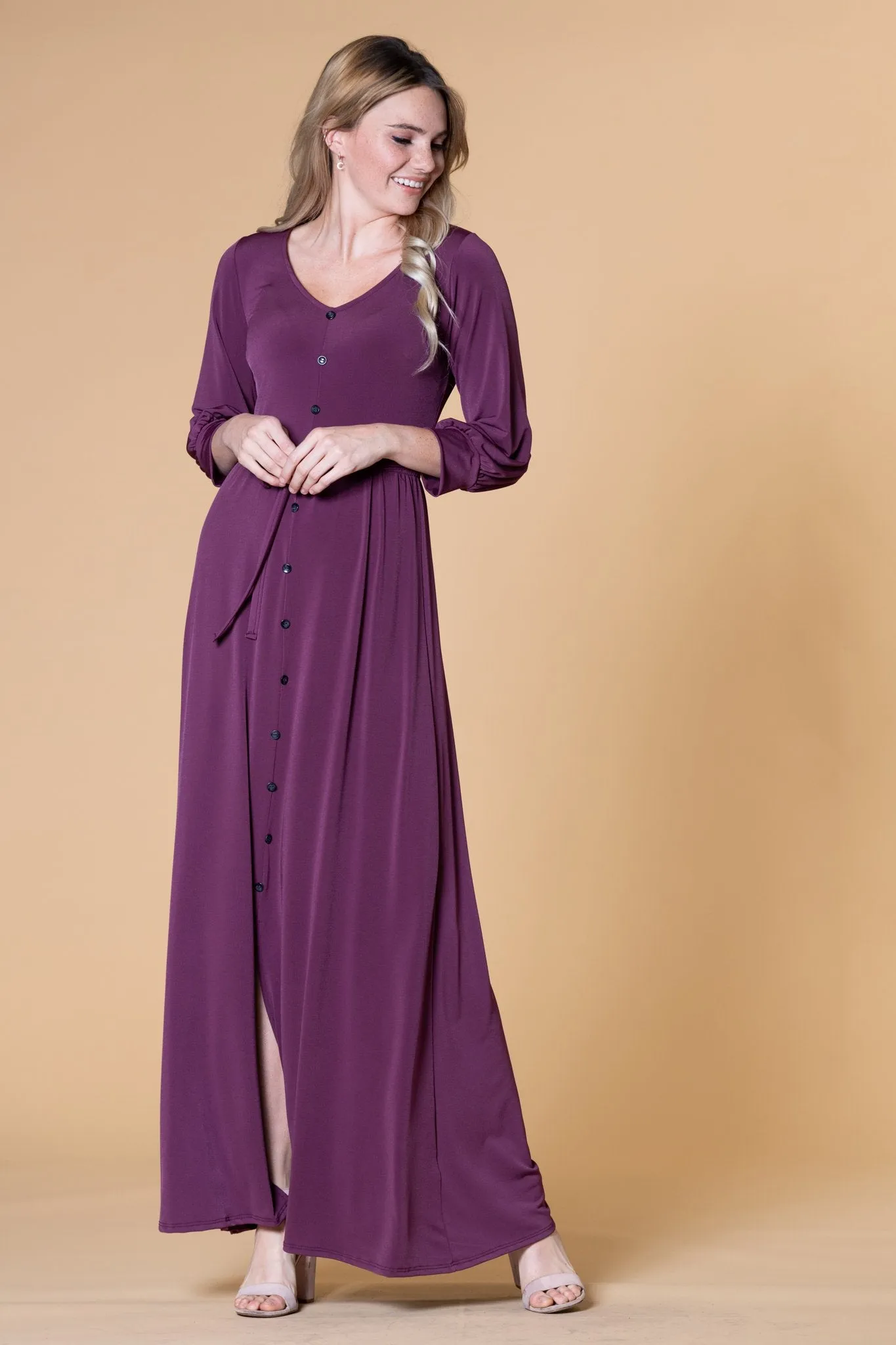 Brigitte Brianna V-Neck Maxi Dress