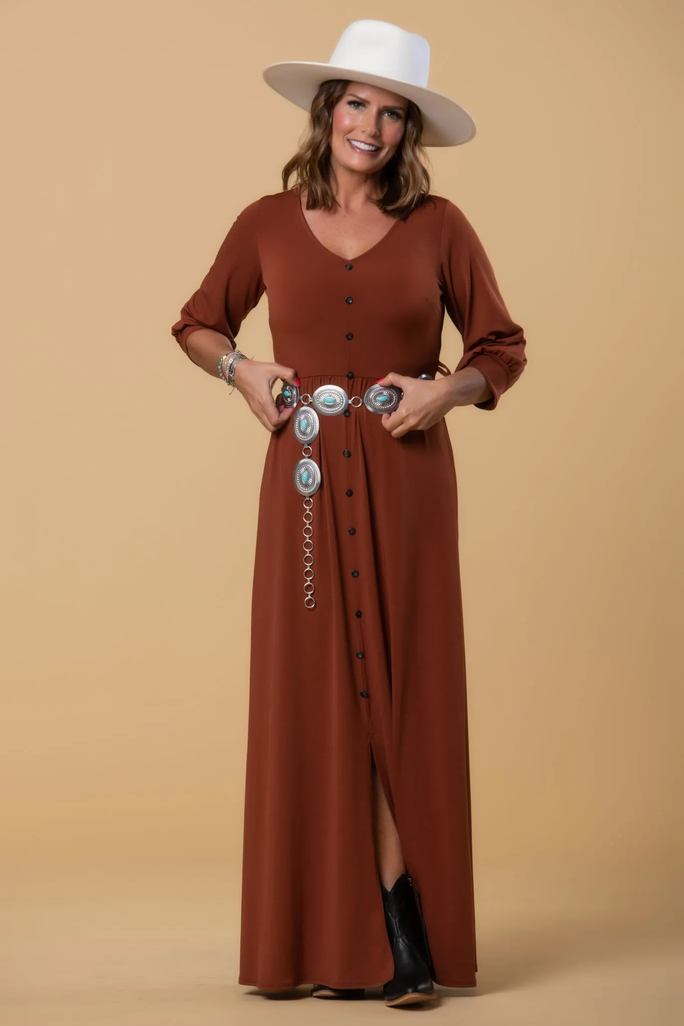 Brigitte Brianna V-Neck Maxi Dress