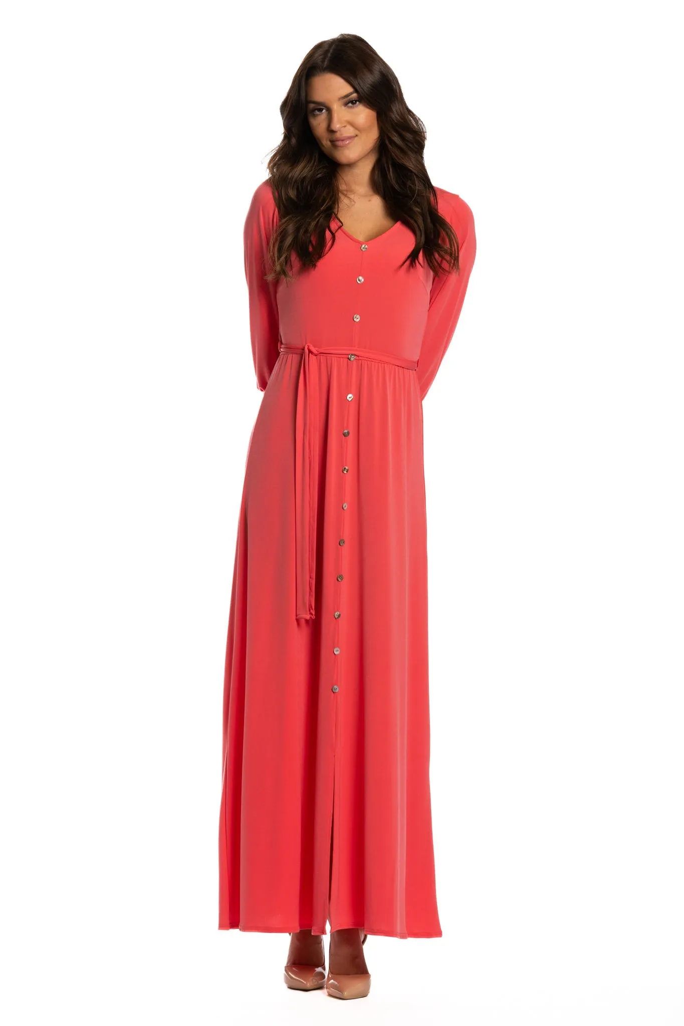 Brigitte Brianna V-Neck Maxi Dress