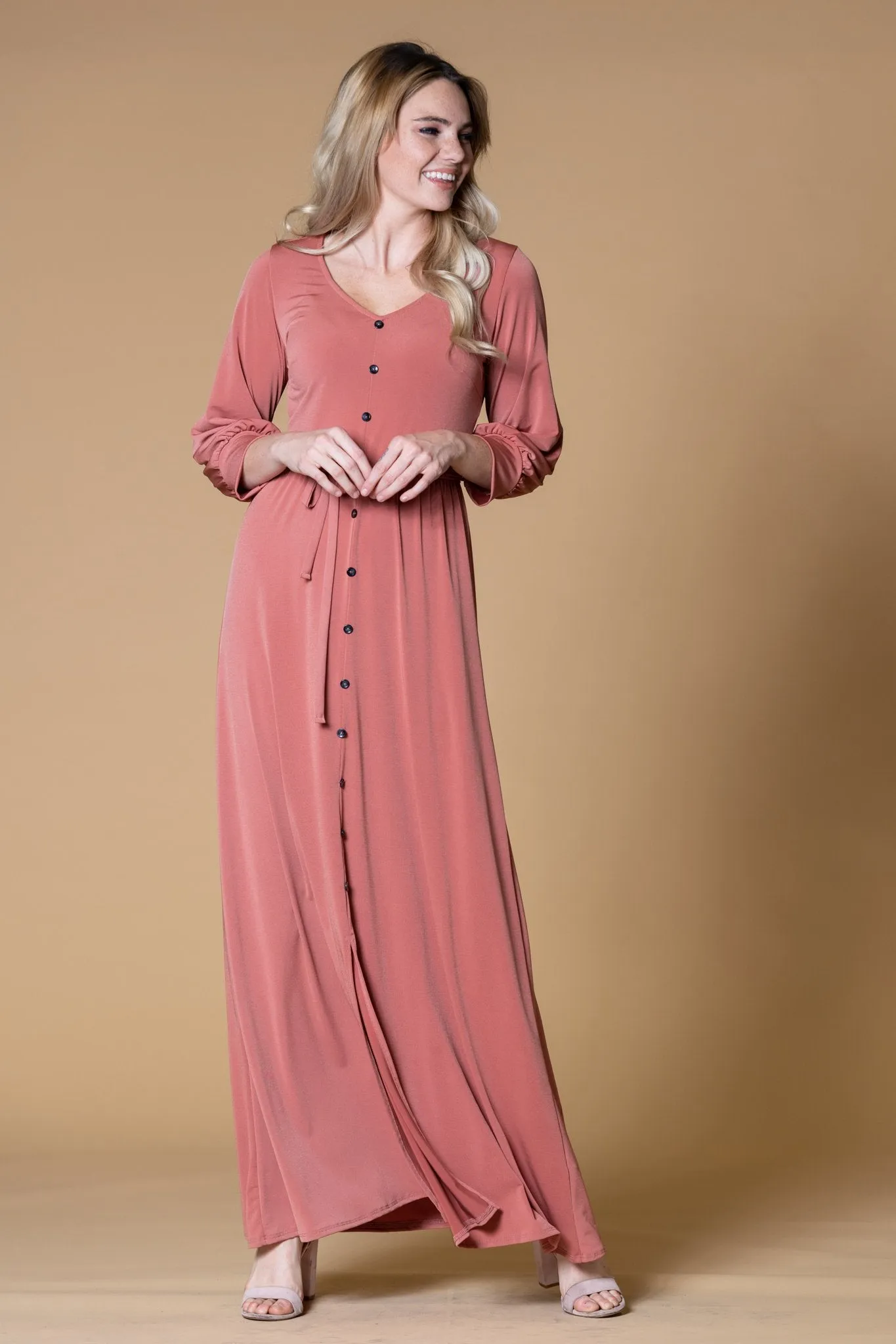 Brigitte Brianna V-Neck Maxi Dress