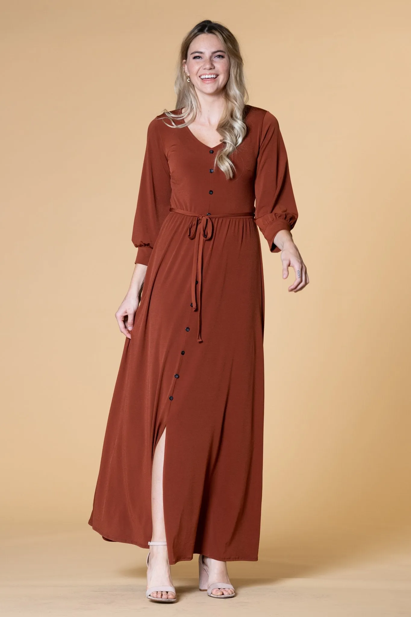 Brigitte Brianna V-Neck Maxi Dress