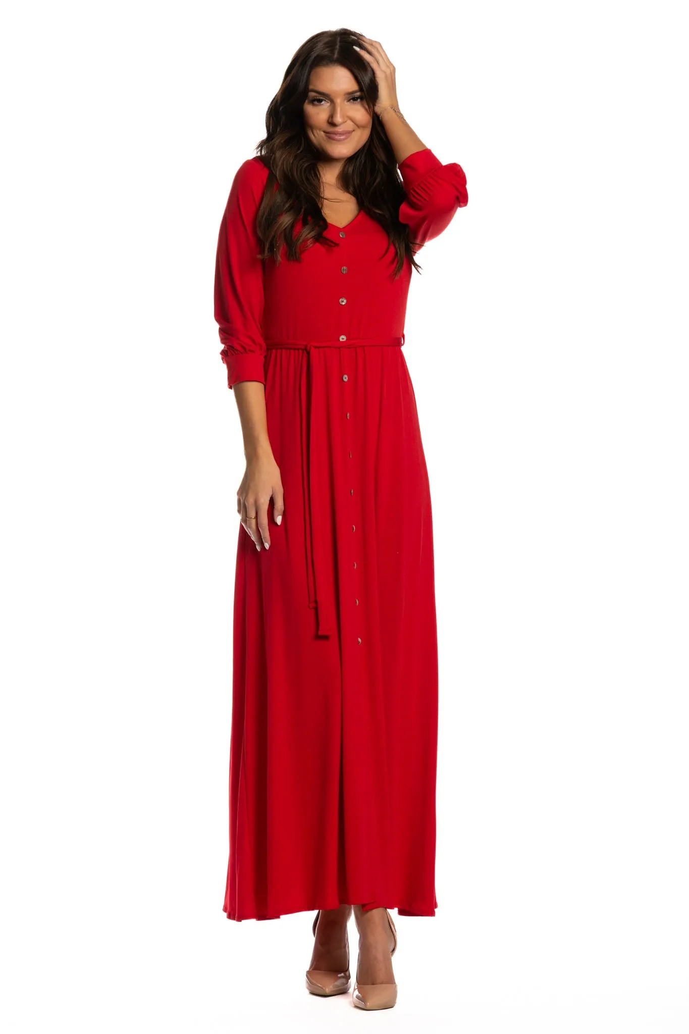 Brigitte Brianna V-Neck Maxi Dress