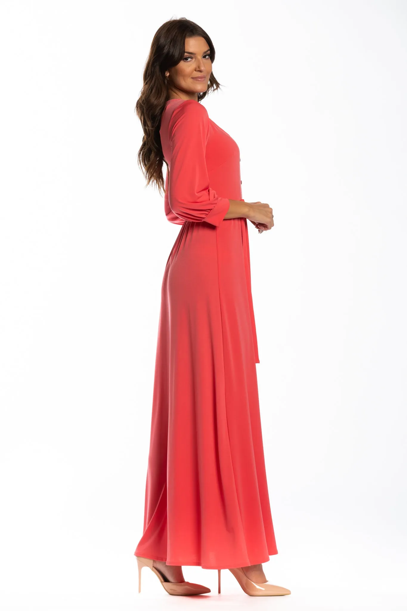 Brigitte Brianna V-Neck Maxi Dress