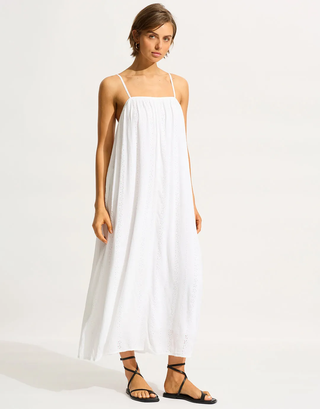 Broderie Maxi Dress - White