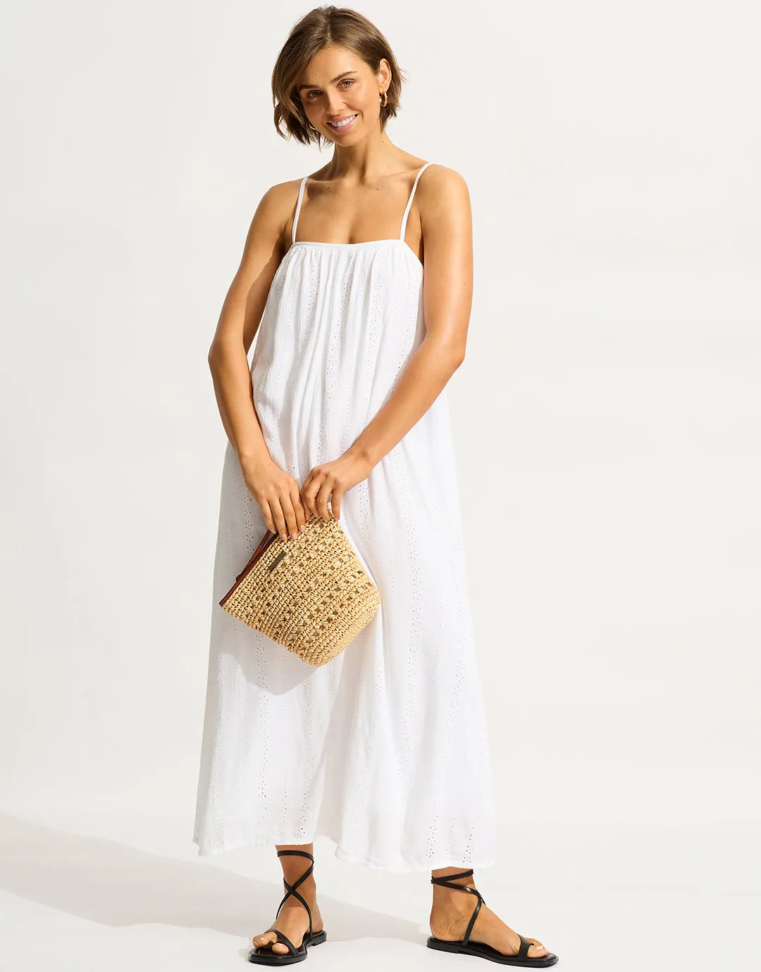 Broderie Maxi Dress - White