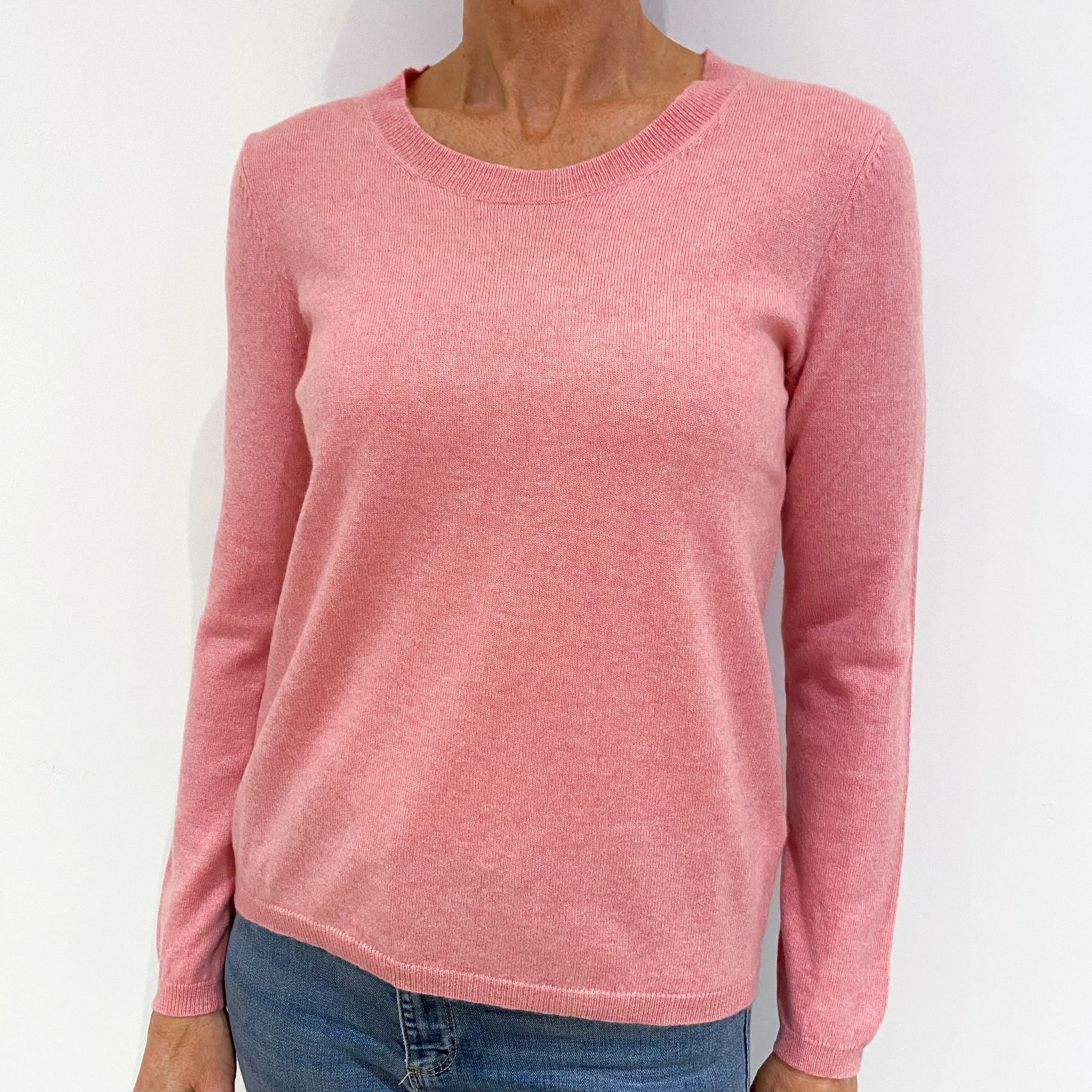 Bubblegum Pink Cashmere Crew Neck Jumper Small