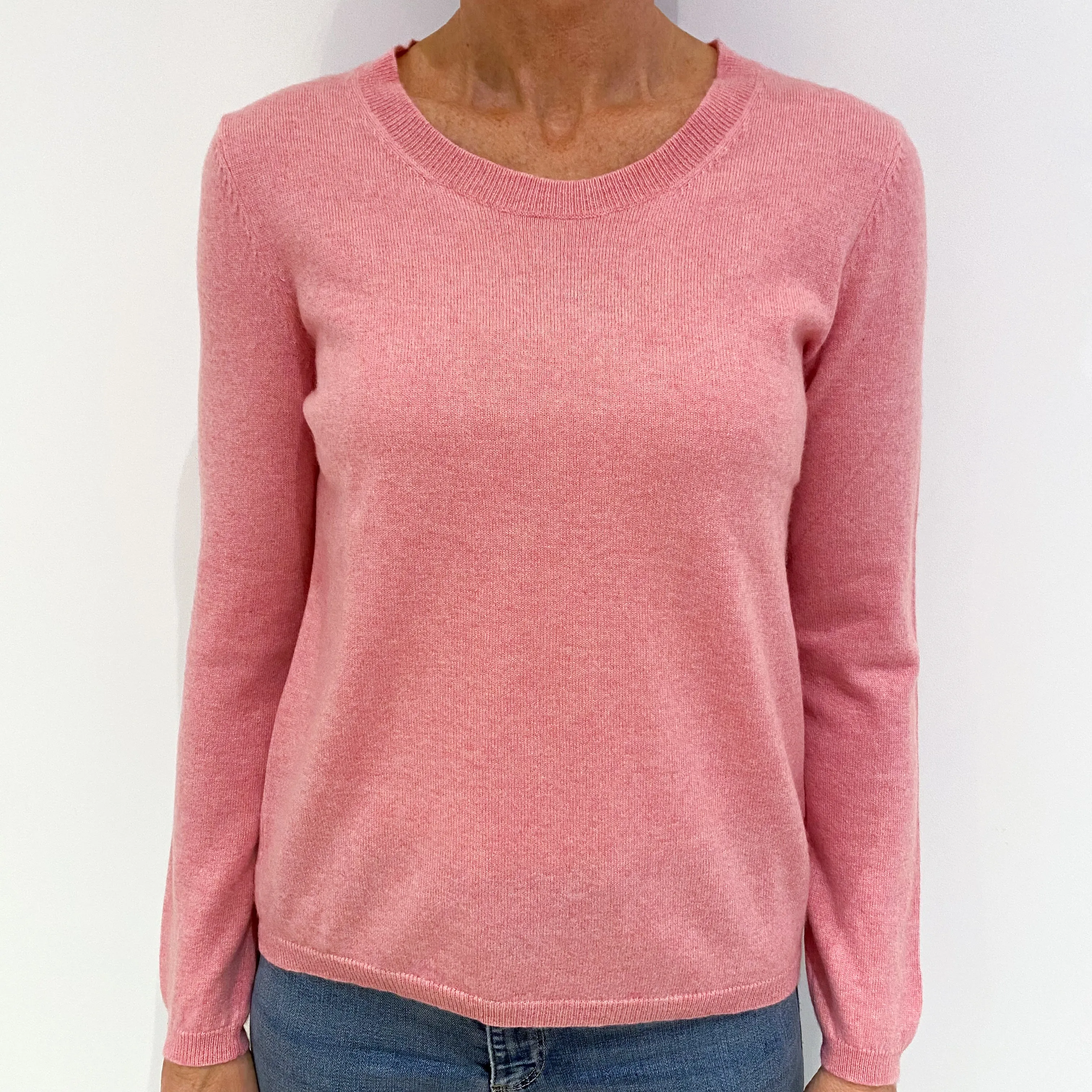 Bubblegum Pink Cashmere Crew Neck Jumper Small