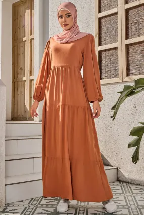 Burnt Orange Long Sleeve Maxi Dress