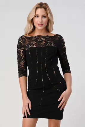 Bustier Lined Lace Top Bodycon Dress