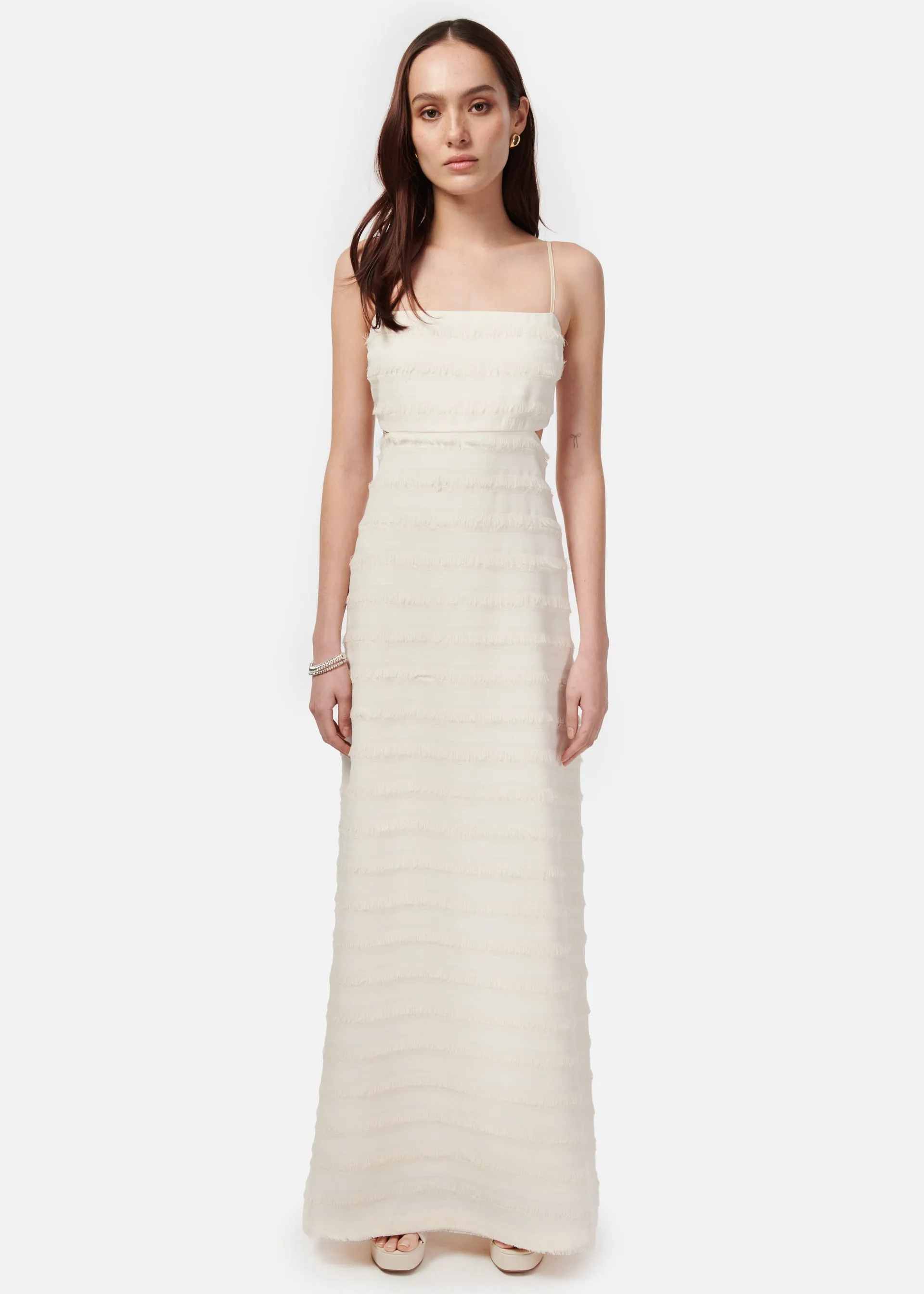 CAMI NYC Bryson Fringe Dress - Ceramic