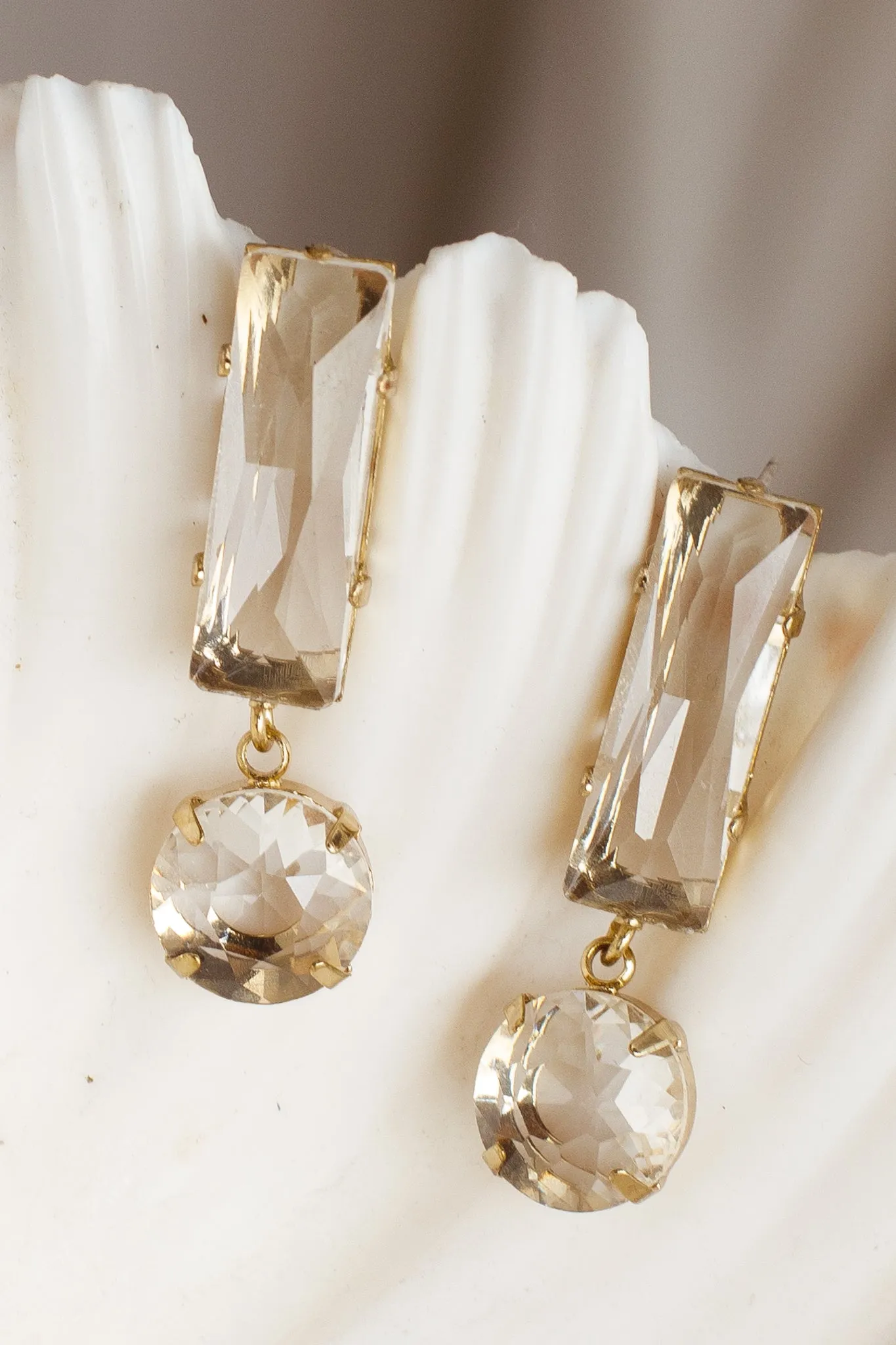 Cara Glass Crystal Drop Earrings Clear