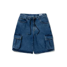 CARGO LOOSEFIT DENIM SHORT PANTS DEEP BLUE