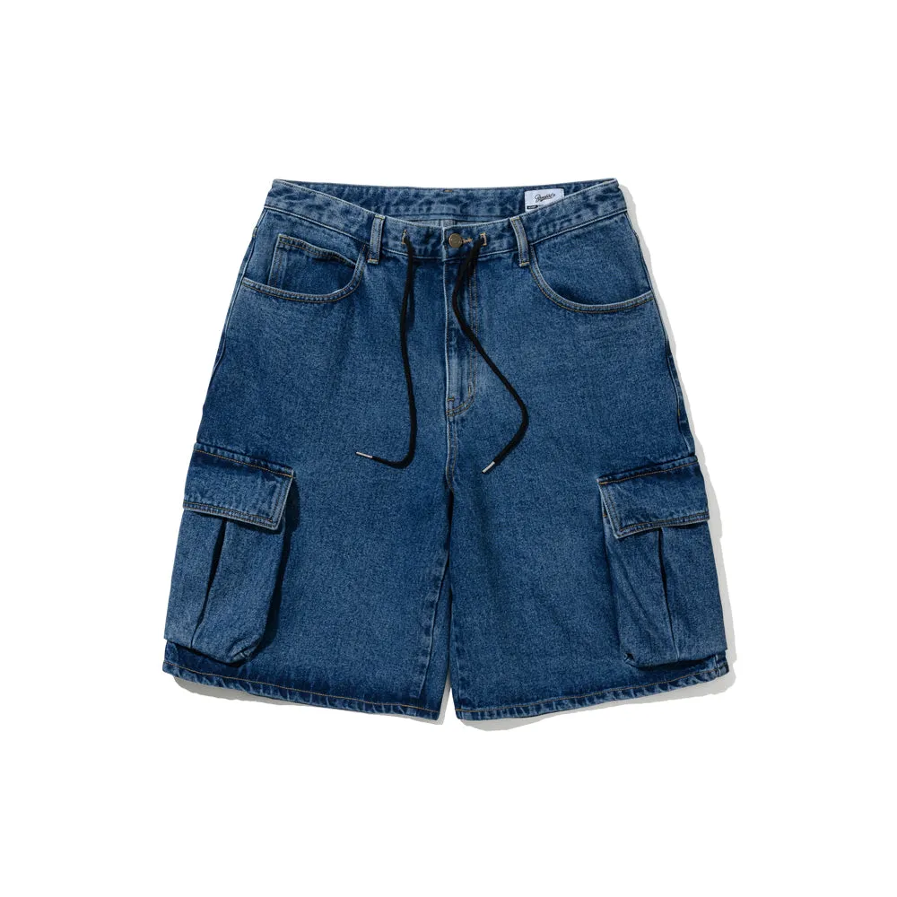 CARGO LOOSEFIT DENIM SHORT PANTS DEEP BLUE