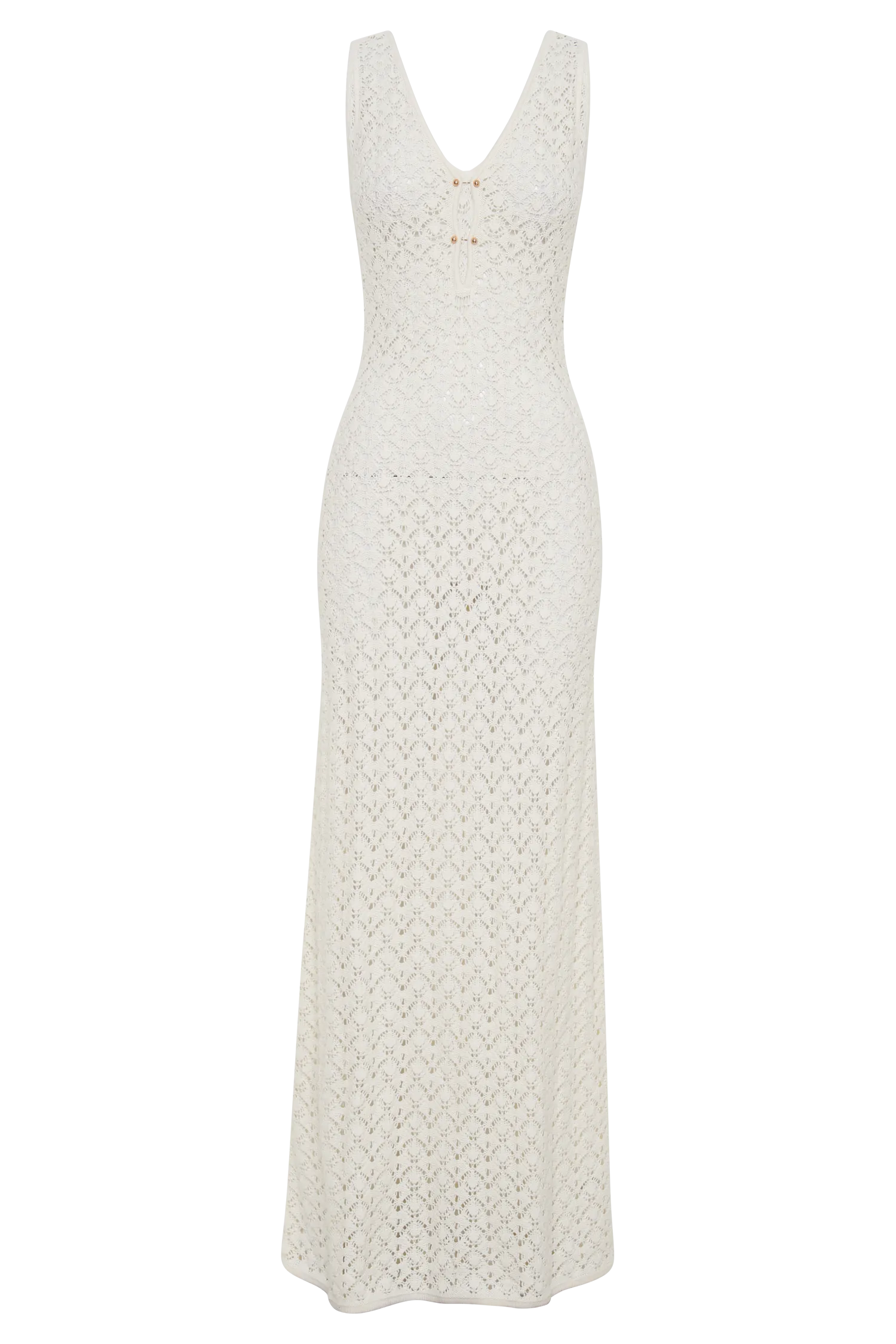 Carter Crochet Sleeveless Maxi Dress - White