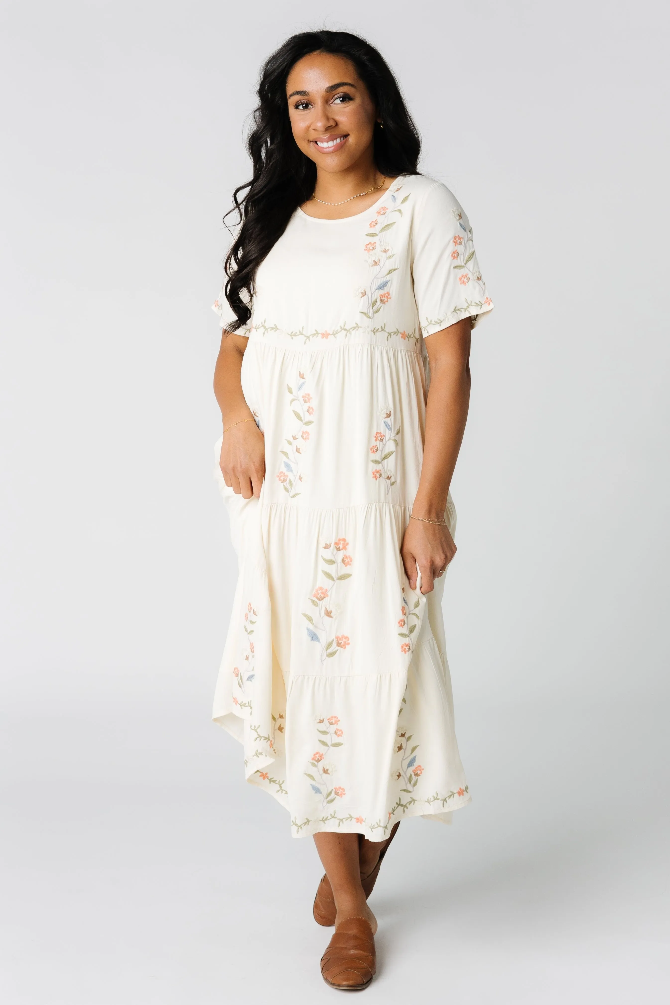 Cathy Embroidered Pocket Dress