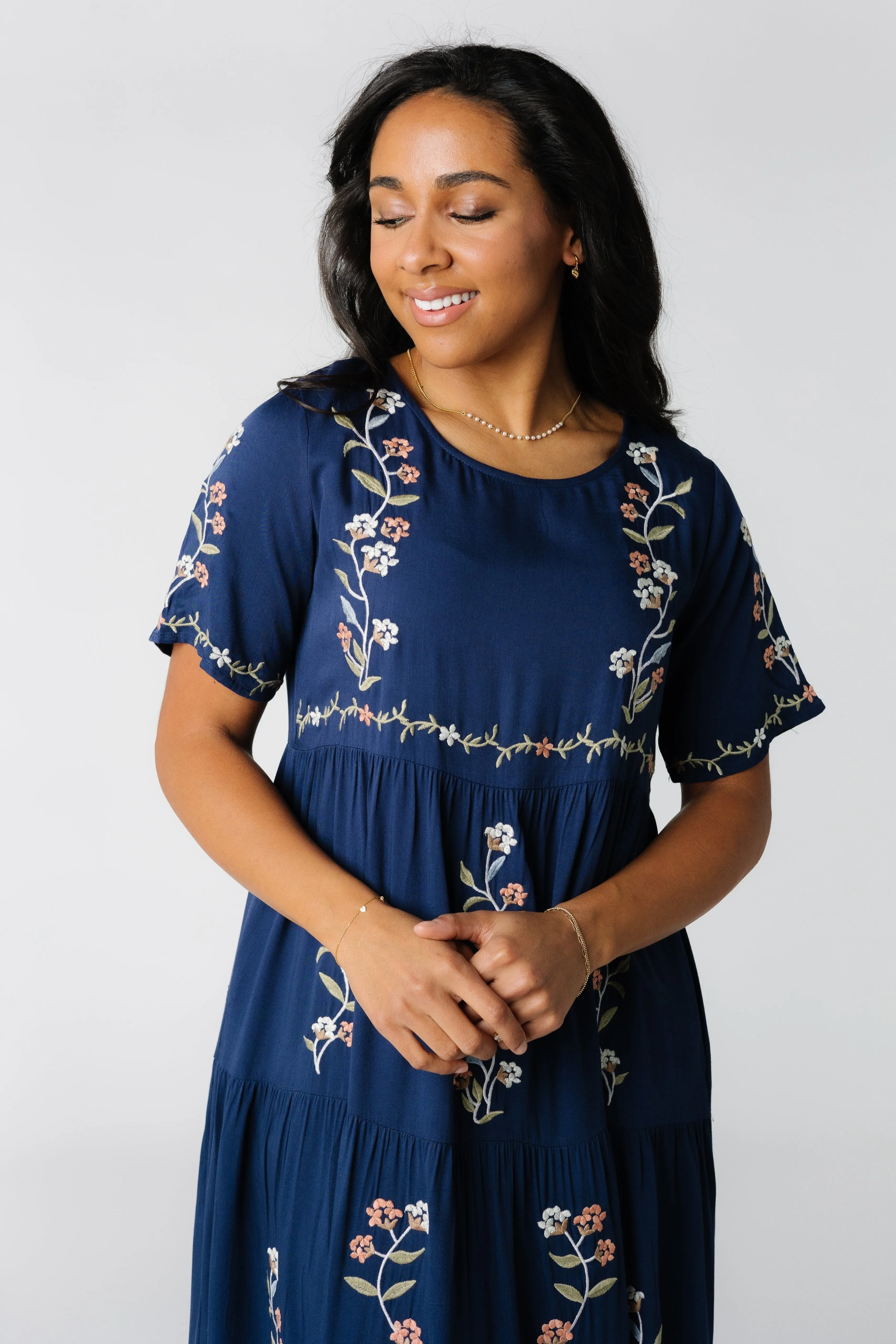 Cathy Embroidered Pocket Dress