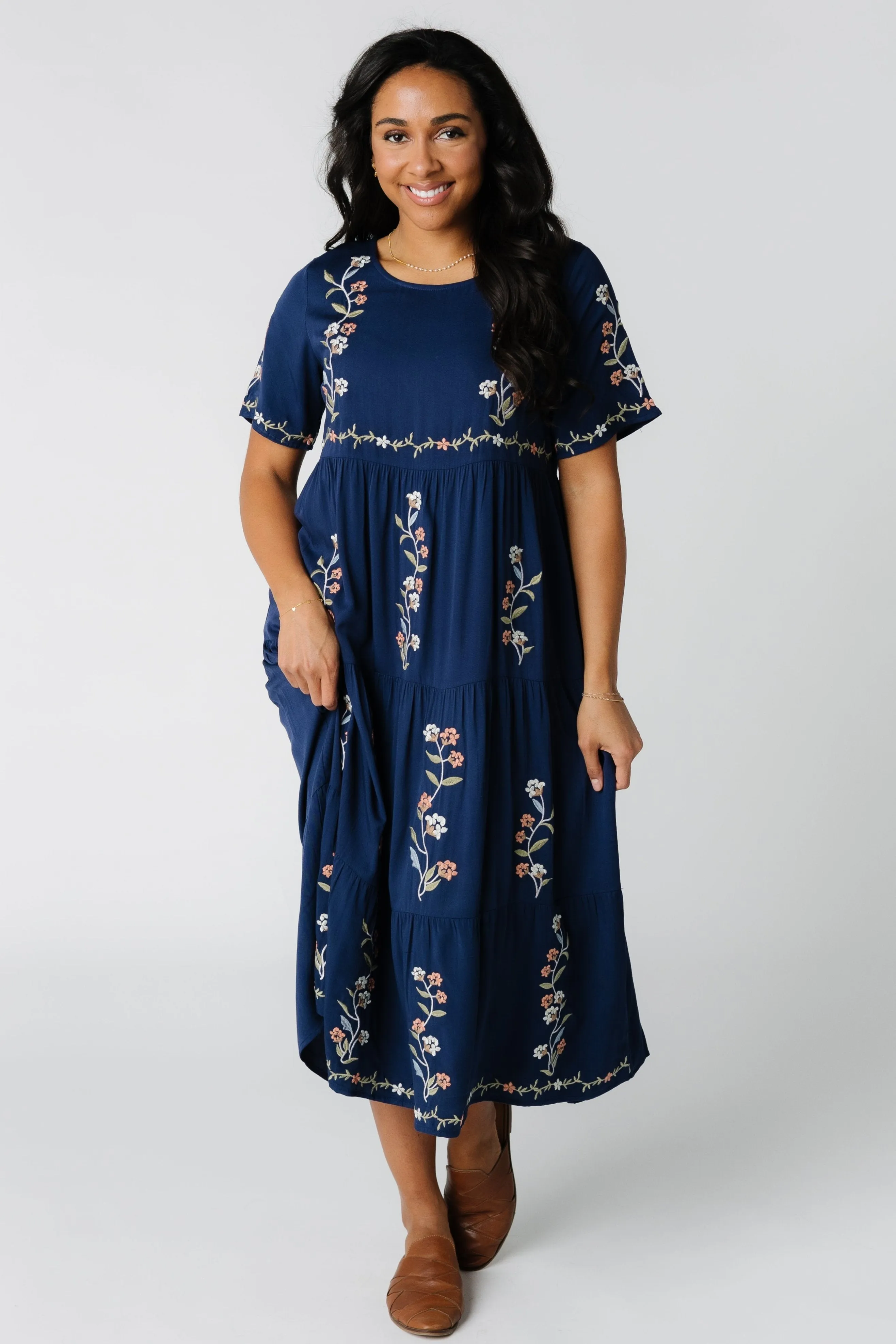 Cathy Embroidered Pocket Dress