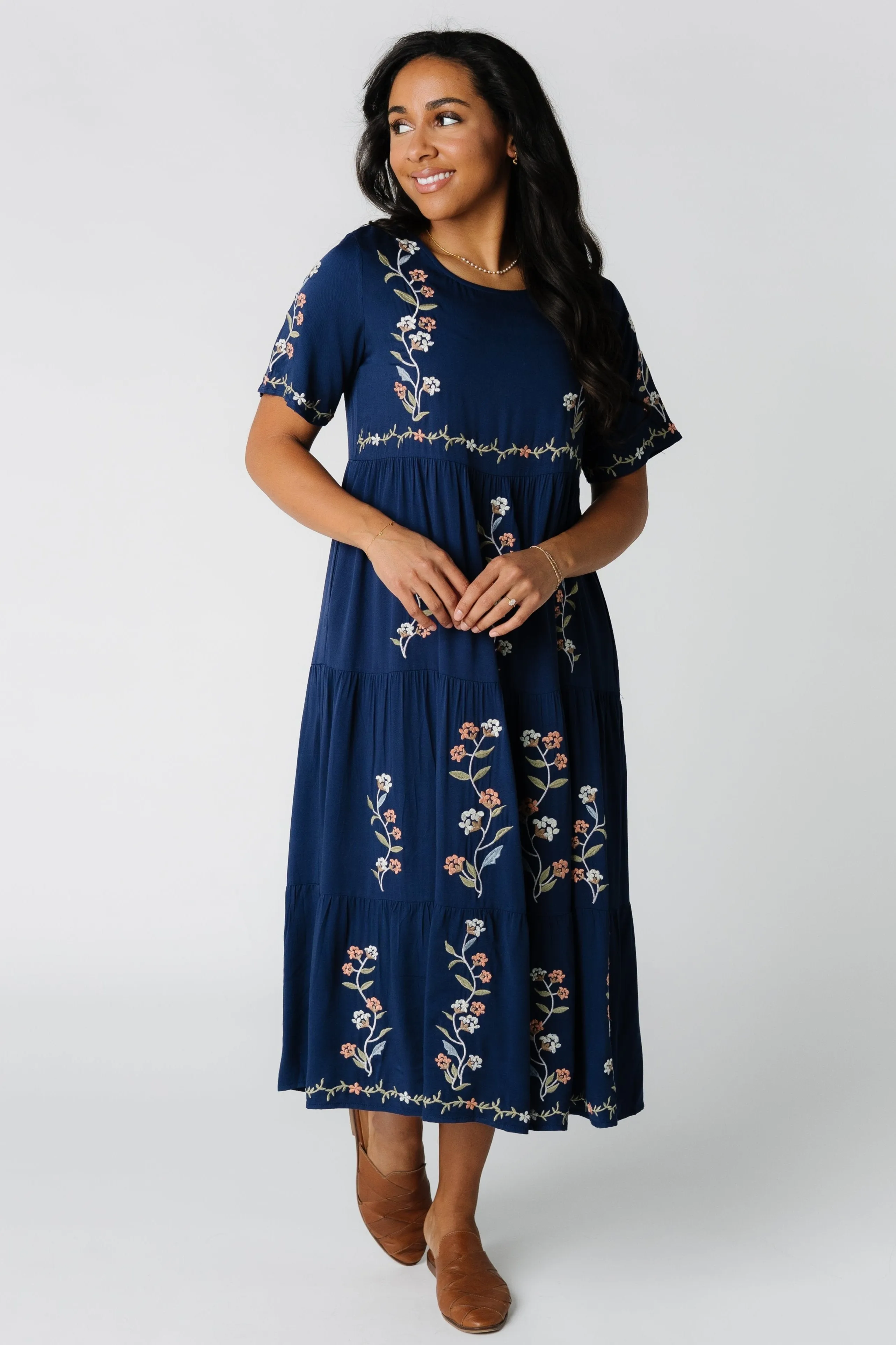 Cathy Embroidered Pocket Dress