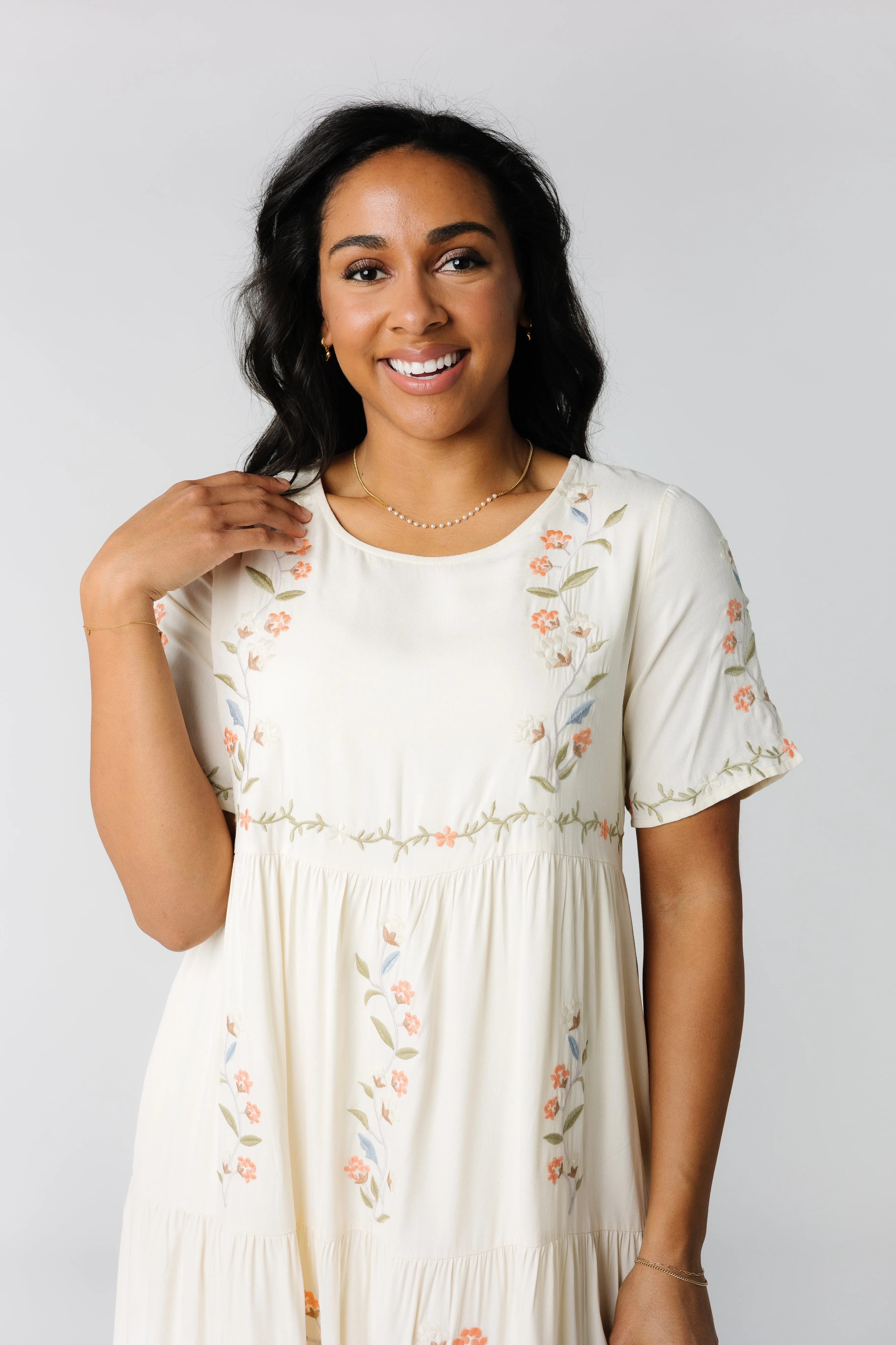 Cathy Embroidered Pocket Dress