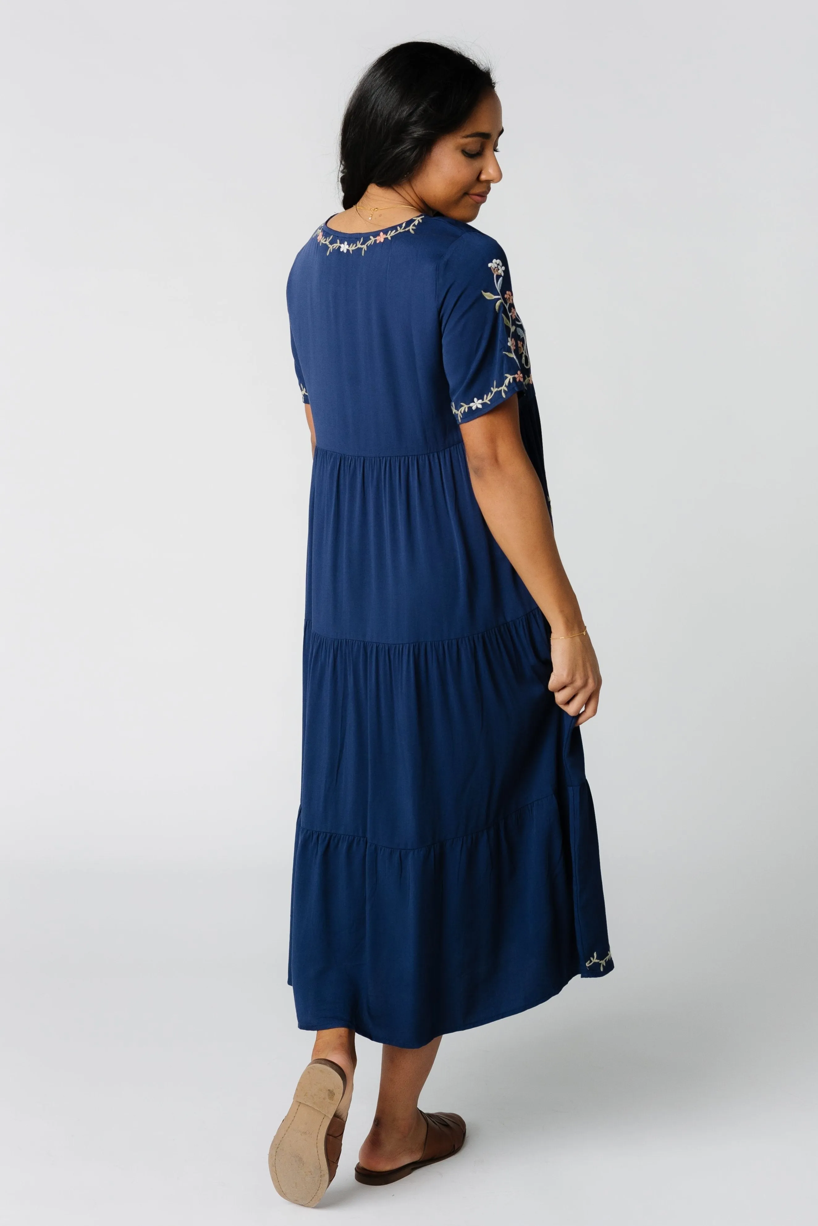 Cathy Embroidered Pocket Dress