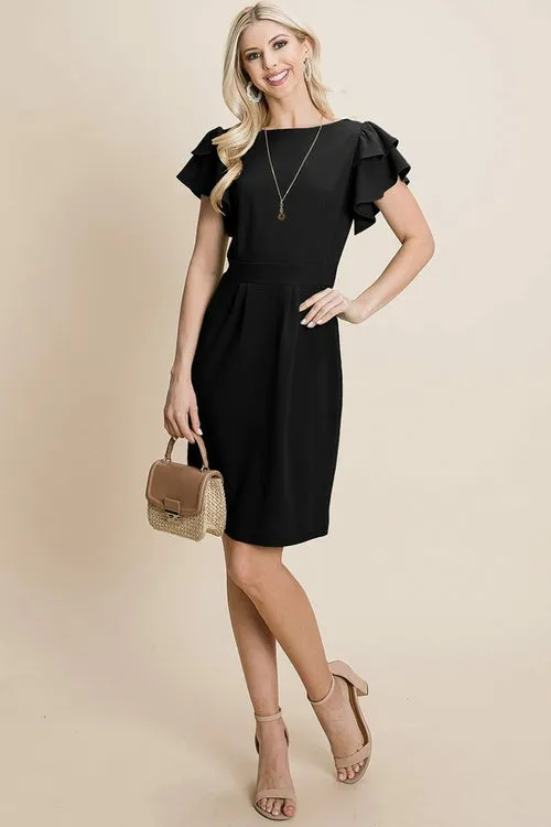 Chic Ruffle Sleeve Bodycon Sheath Dress for Evening and Cocktail Events