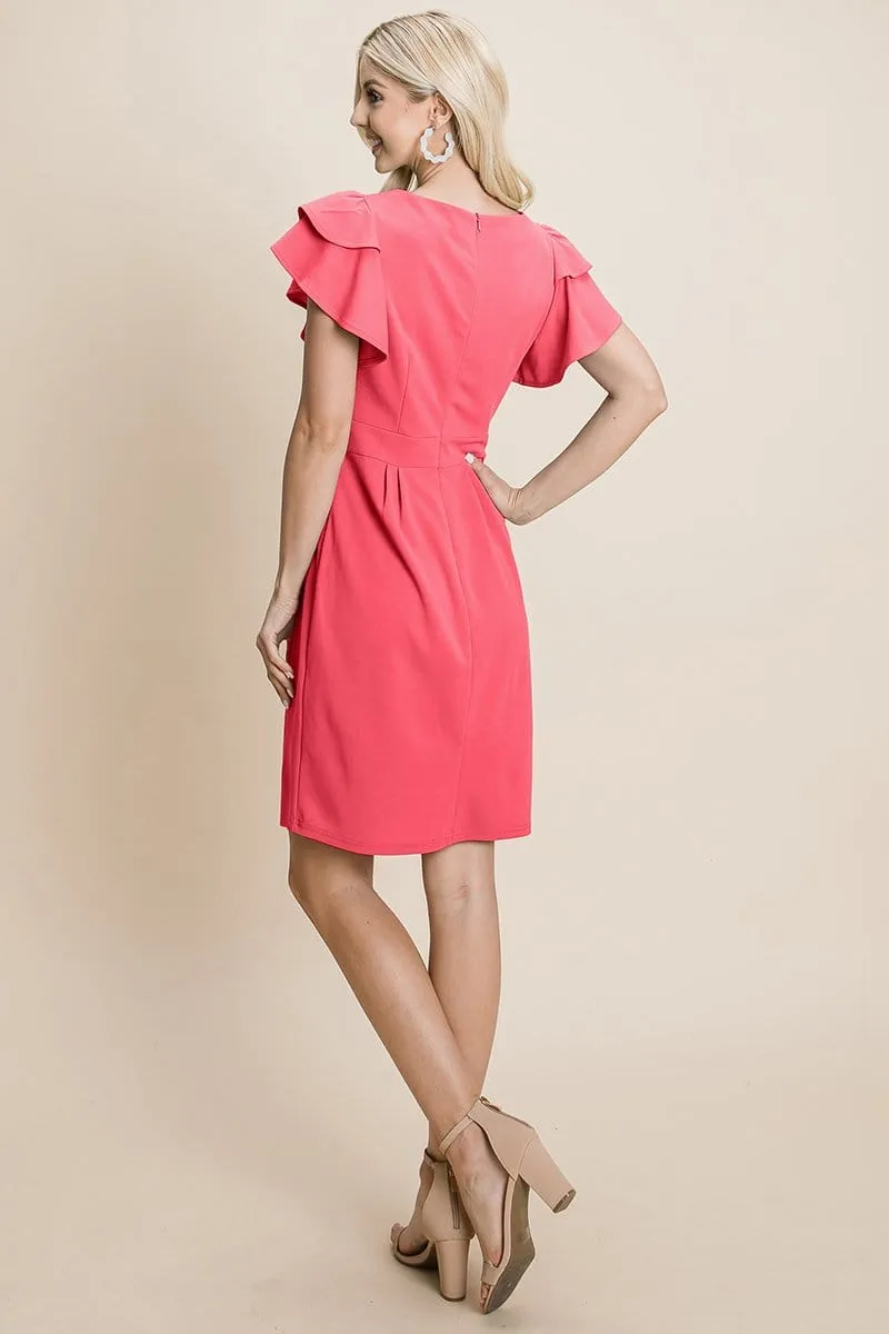 Chic Ruffle Sleeve Bodycon Sheath Dress for Evening and Cocktail Events