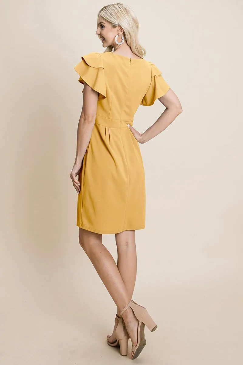 Chic Ruffle Sleeve Bodycon Sheath Dress for Evening and Cocktail Events