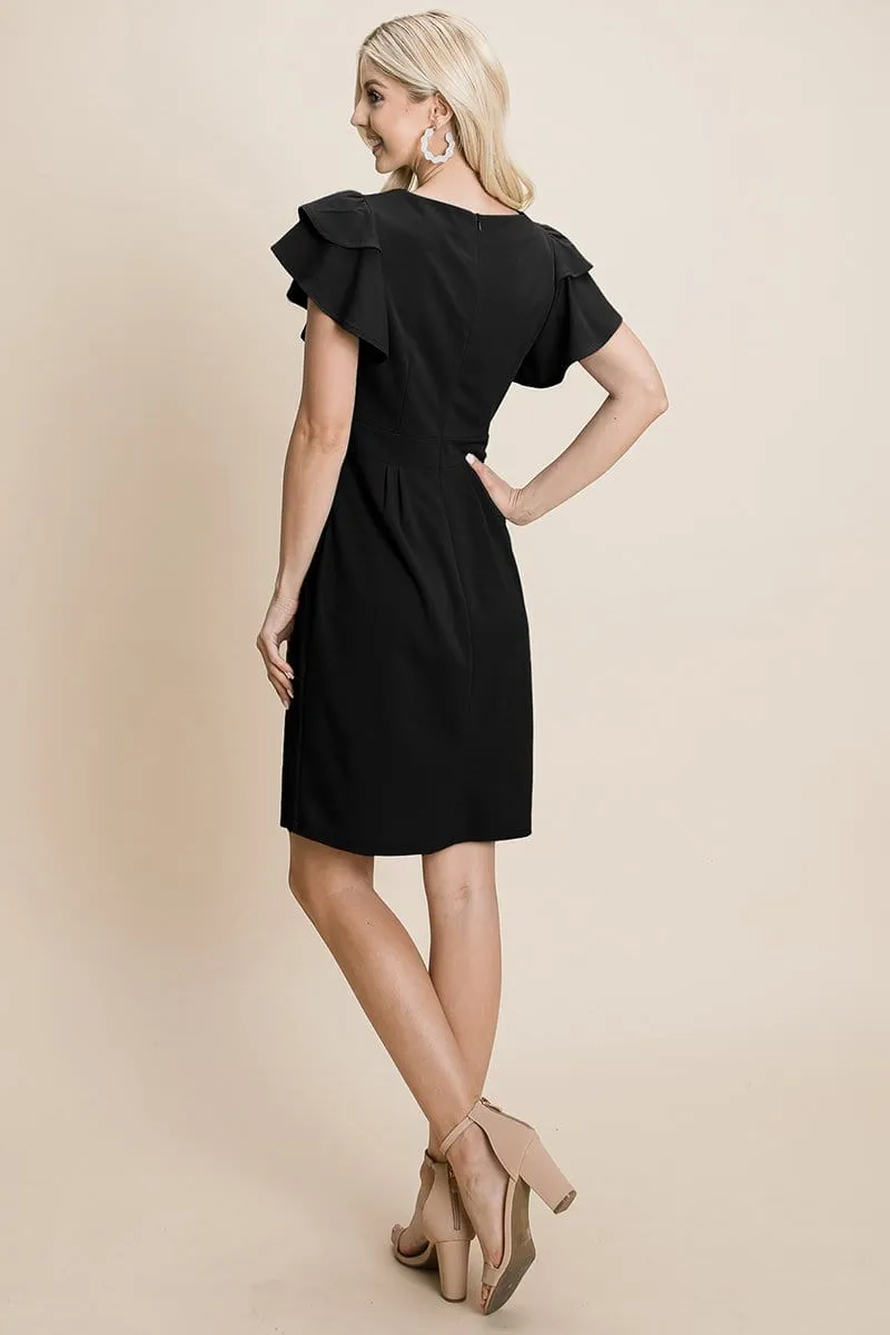 Chic Ruffle Sleeve Bodycon Sheath Dress for Evening and Cocktail Events