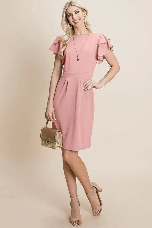 Chic Ruffle Sleeve Bodycon Sheath Dress for Evening and Cocktail Events