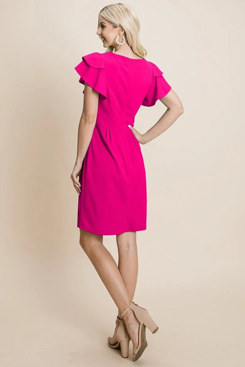 Chic Ruffle Sleeve Bodycon Sheath Dress for Evening and Cocktail Events