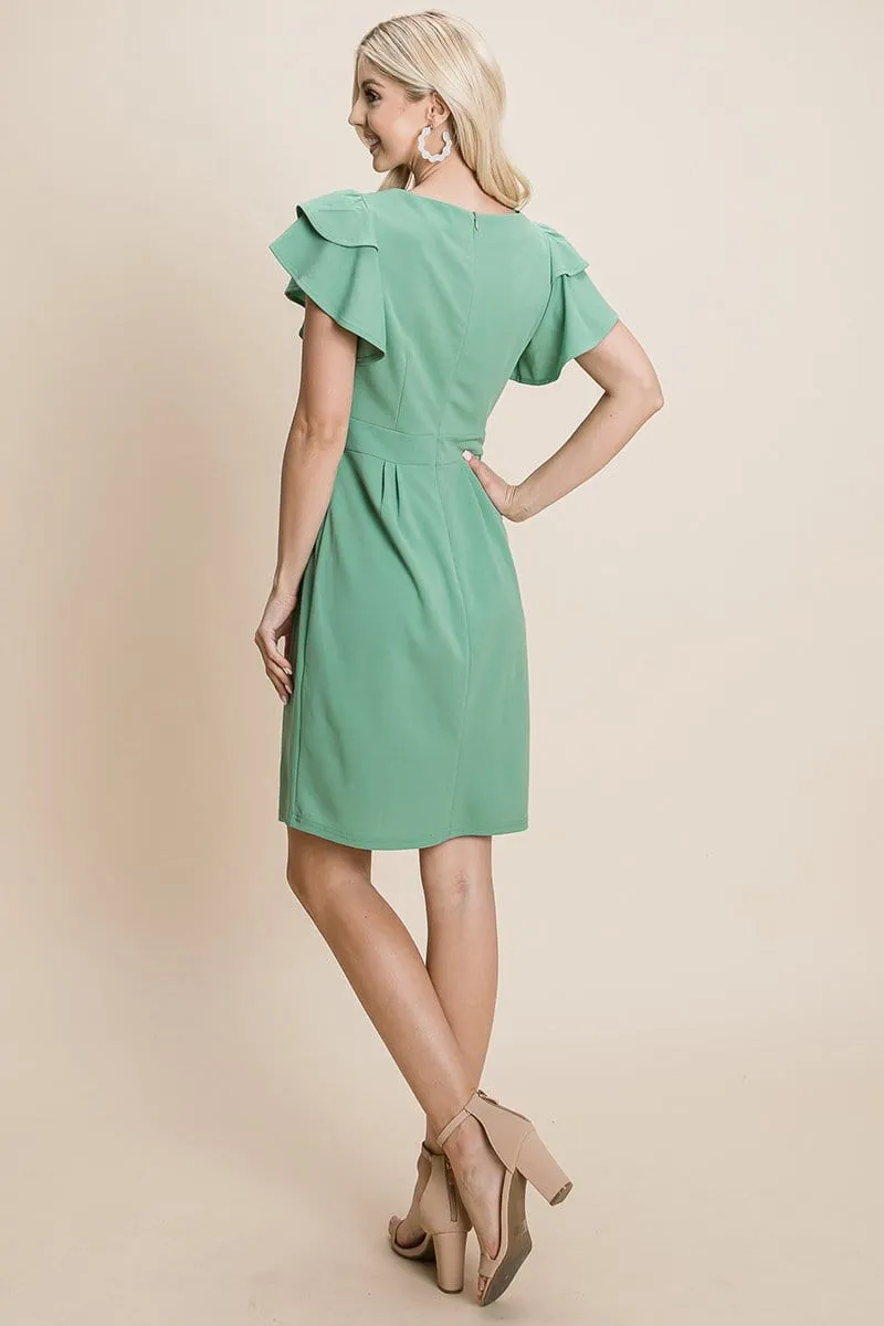 Chic Ruffle Sleeve Bodycon Sheath Dress for Evening and Cocktail Events