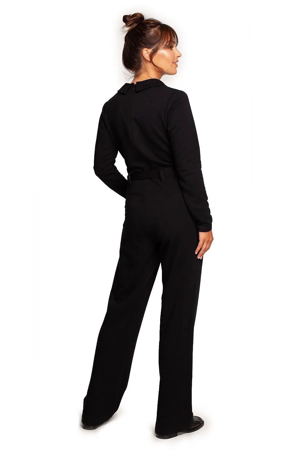 Chic V-Neck Jumpsuit Set with Stylish Belt