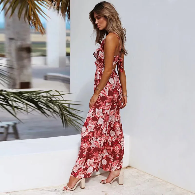 Chiffon Summer Backless Jumpsuit