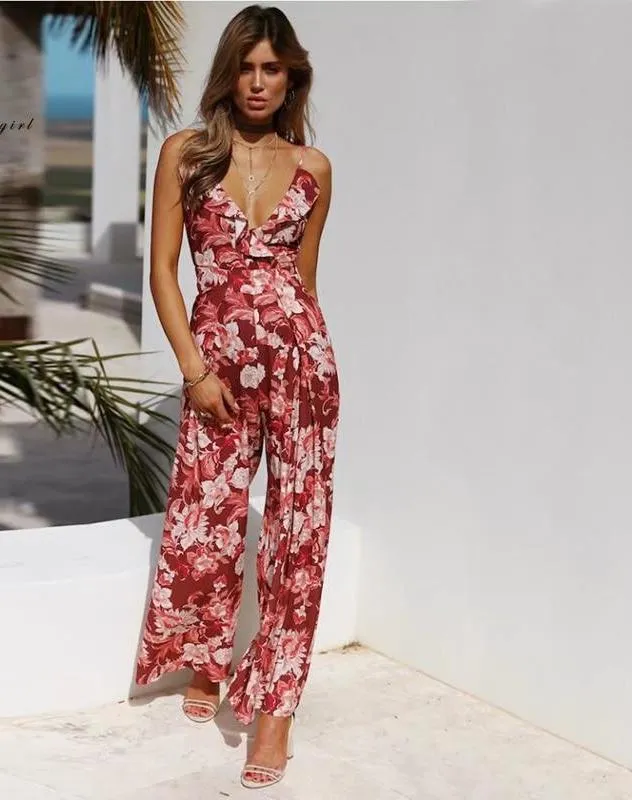 Chiffon Summer Backless Jumpsuit