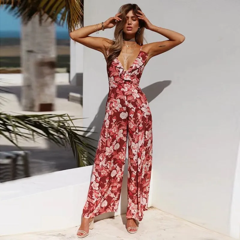 Chiffon Summer Backless Jumpsuit