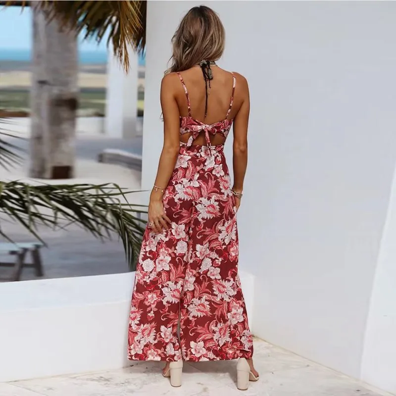 Chiffon Summer Backless Jumpsuit