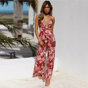 Chiffon Summer Backless Jumpsuit