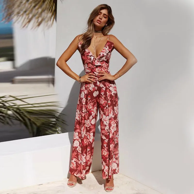 Chiffon Summer Backless Jumpsuit