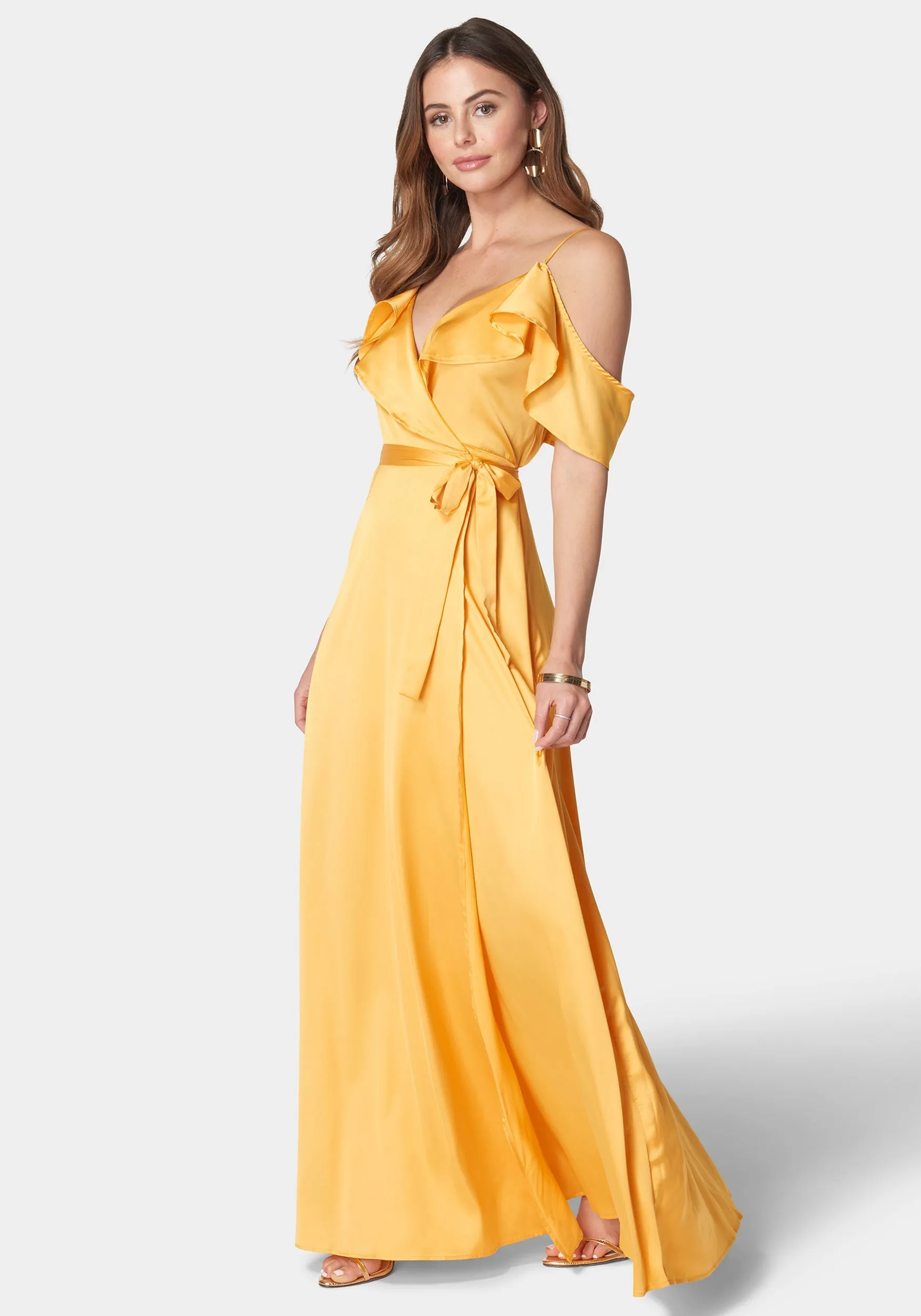 Cold Shoulder Ruffle Maxi Dress