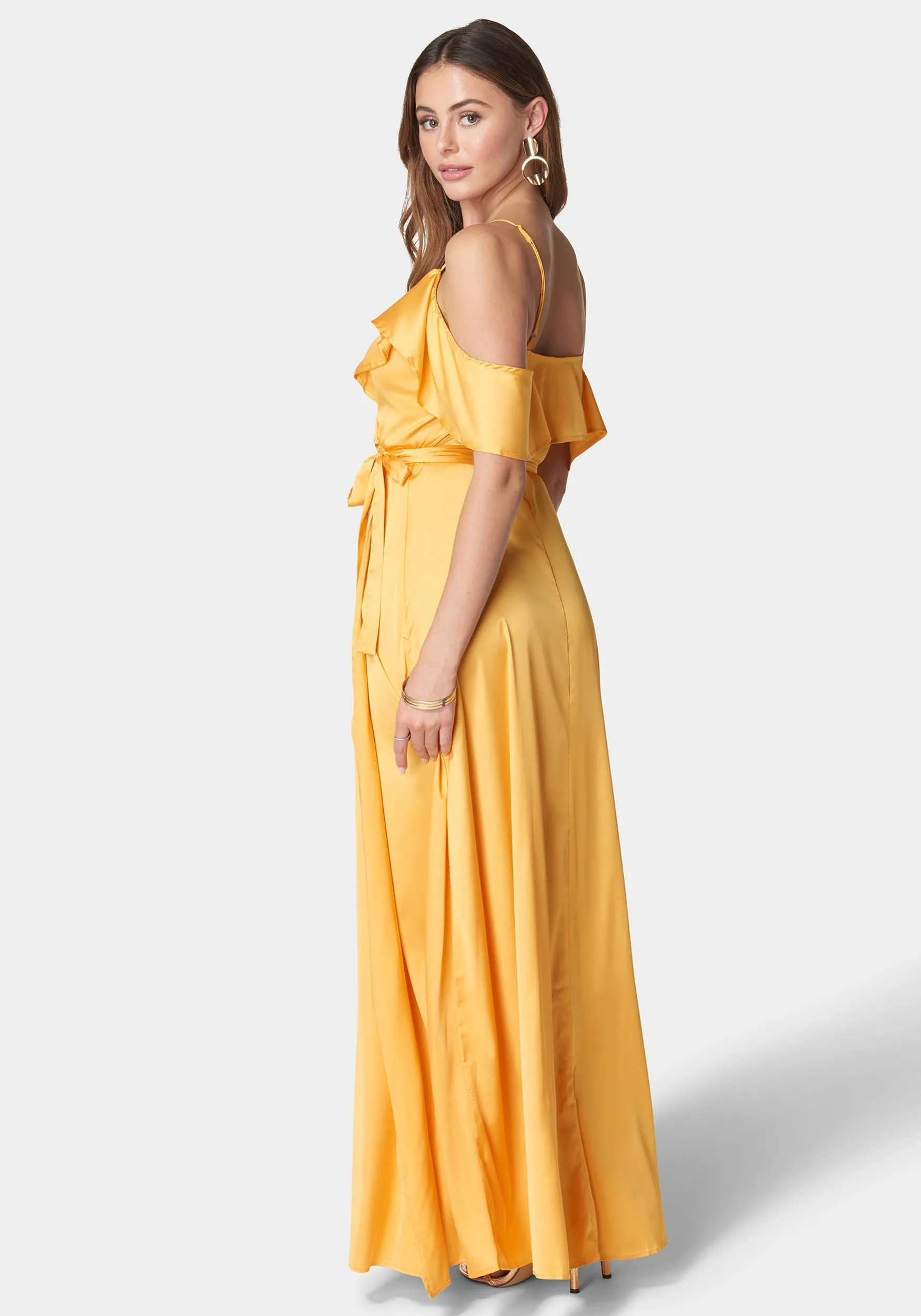 Cold Shoulder Ruffle Maxi Dress