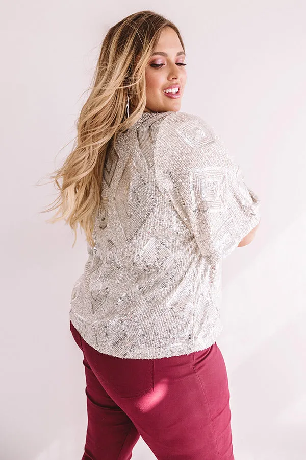 Countdown To Champagne Sequin Top  Curves