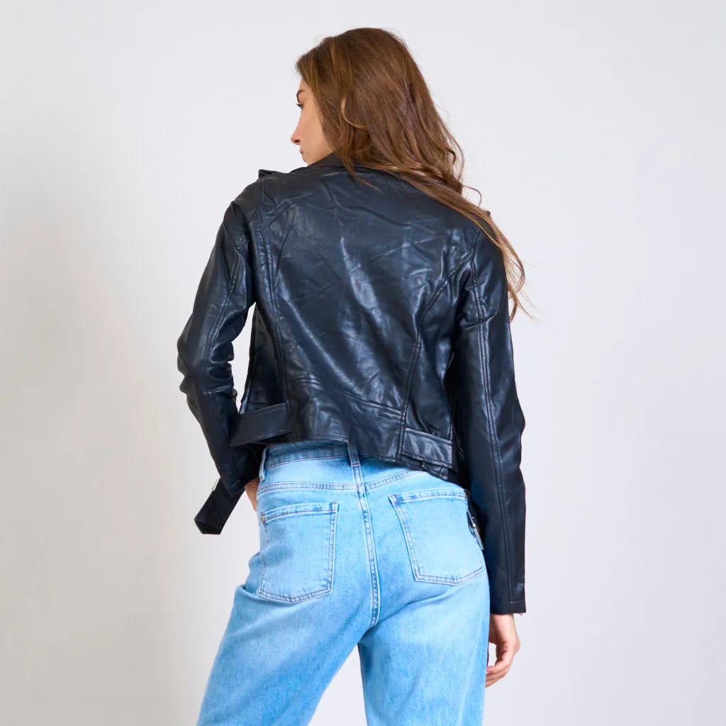 Cropped eco-leather jacket wholesale